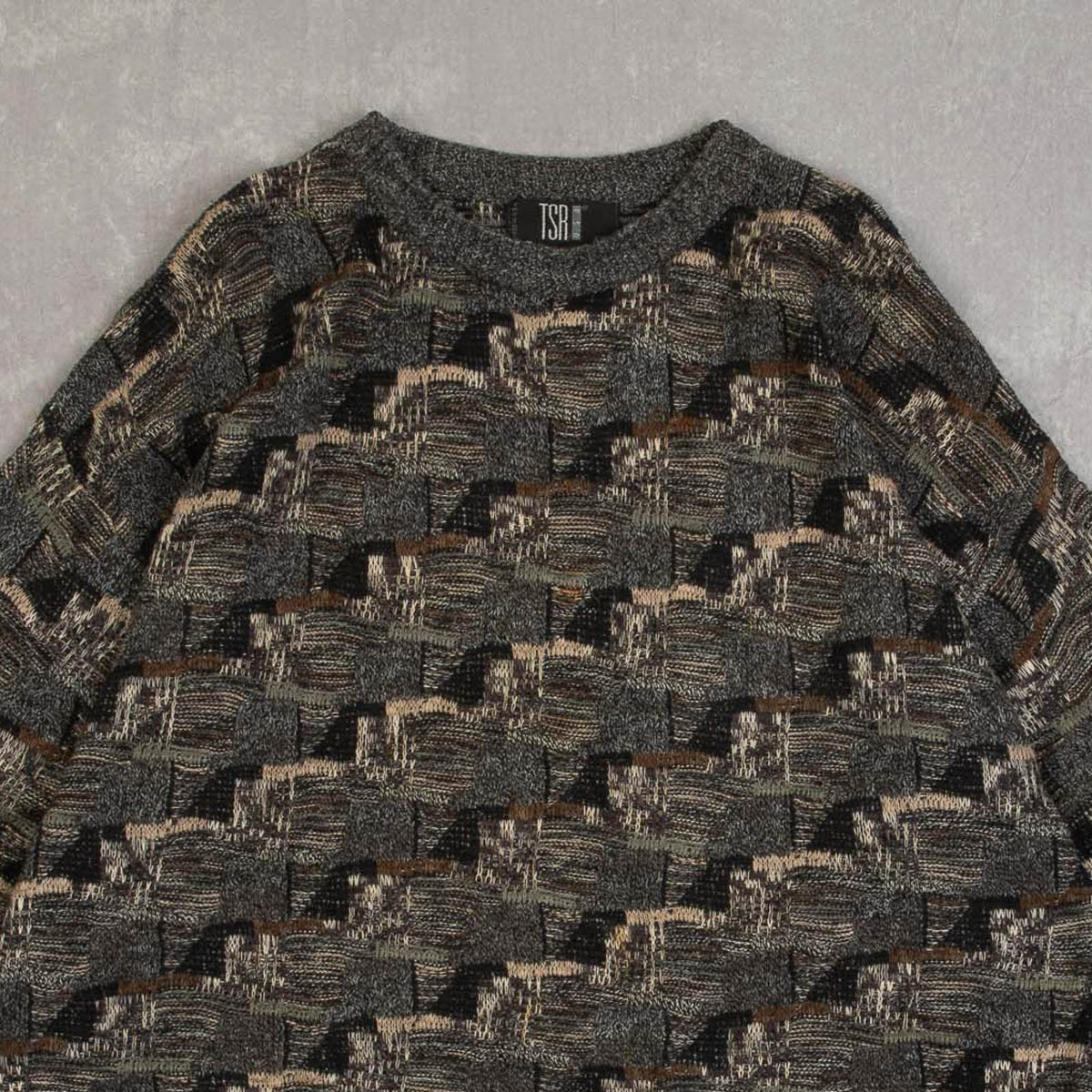 MEN'S VINTAGE 1990S STRUCTURED KNITTED JUMPER - XX-LARGE