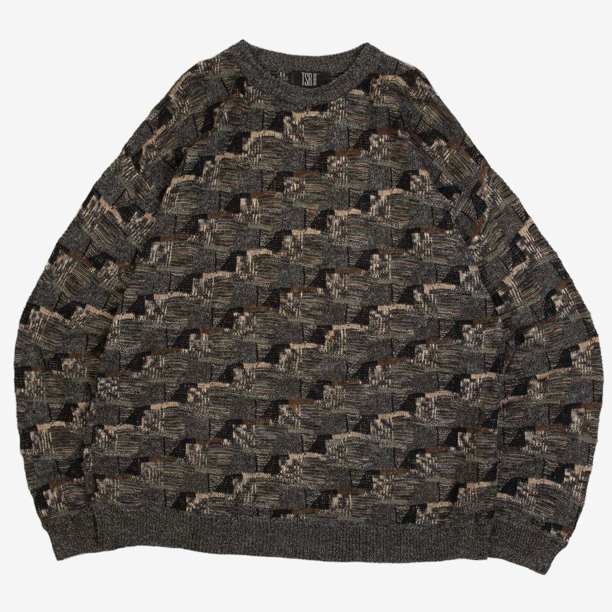 MEN'S VINTAGE 1990S STRUCTURED KNITTED JUMPER - XX-LARGE
