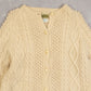 WOMEN'S VINTAGE 1980S ROUND NECK ARAN KNITTED CARDIGAN - LARGE