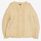 WOMEN'S VINTAGE 1980S ROUND NECK ARAN KNITTED CARDIGAN - LARGE