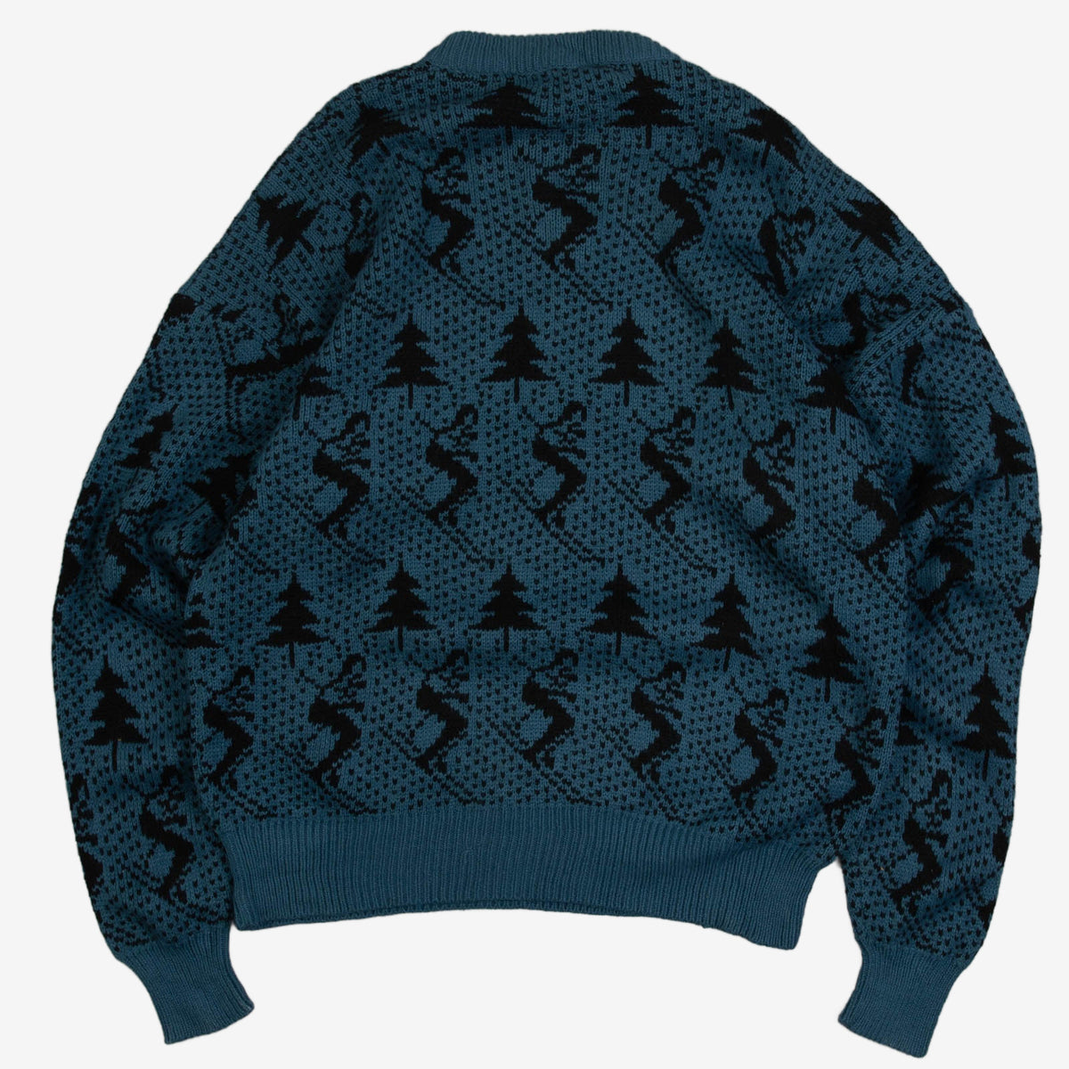 MEN'S VINTAGE SKI PATTERNED KNITTED JUMPER - X-LARGE