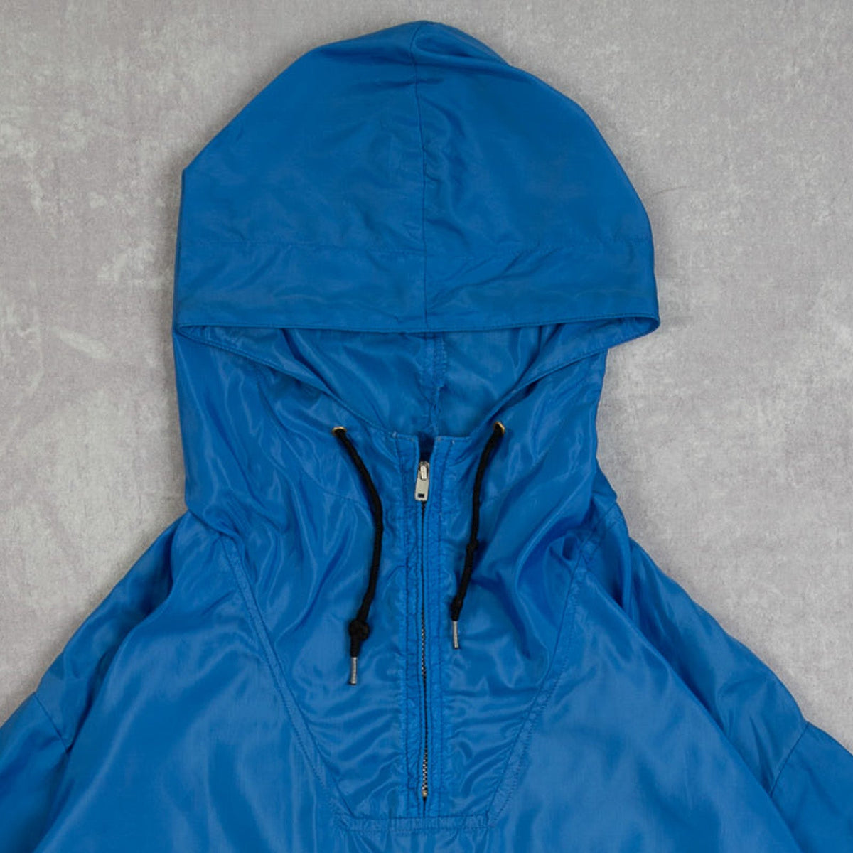 MEN'S VINTAGE 1980S BLANK HOODED PULLOVER ANORAK JACKET - MEDIUM