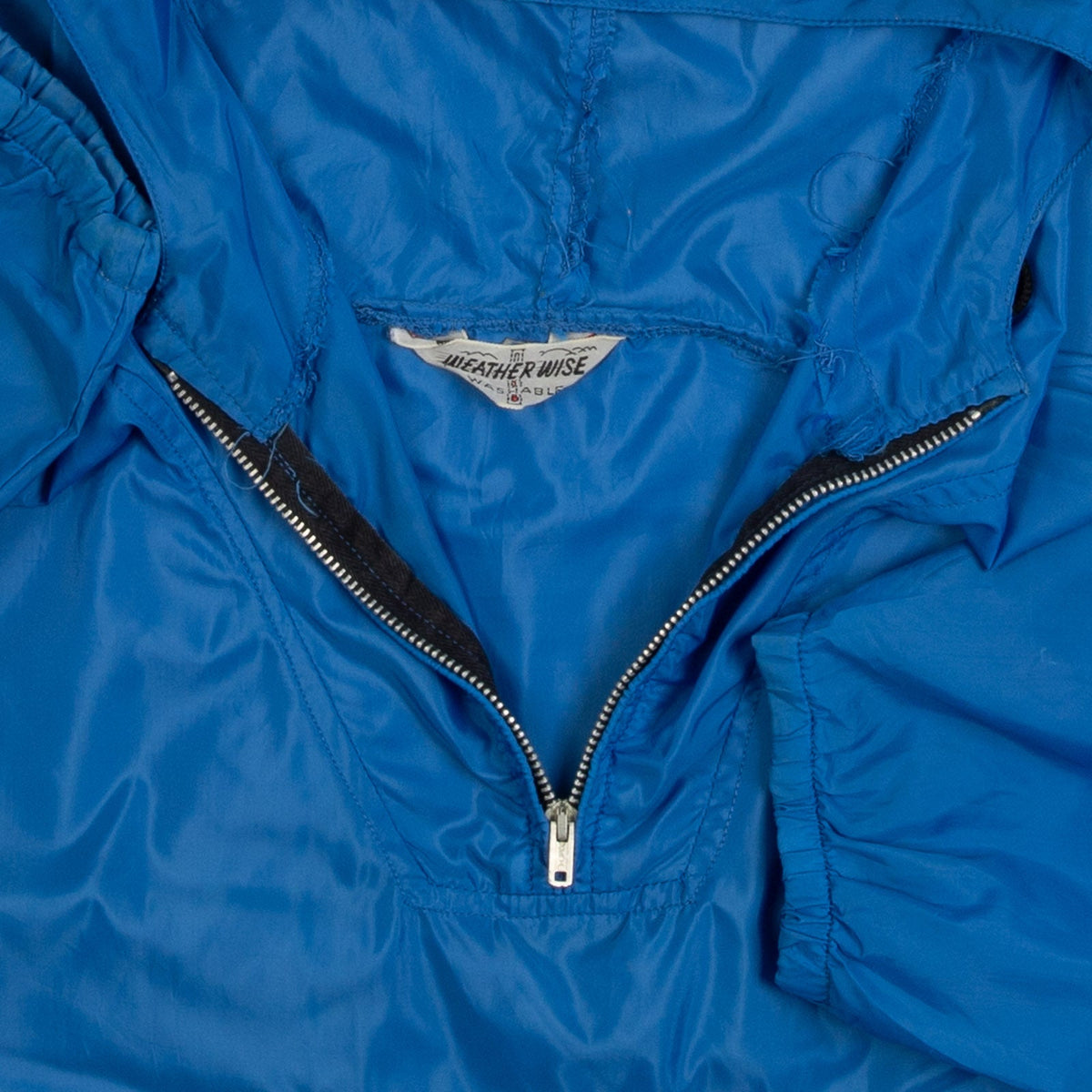 MEN'S VINTAGE 1980S BLANK HOODED PULLOVER ANORAK JACKET - MEDIUM