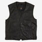 MEN'S VINTAGE 1990S LEATHER GILET VEST JACKET - X-LARGE
