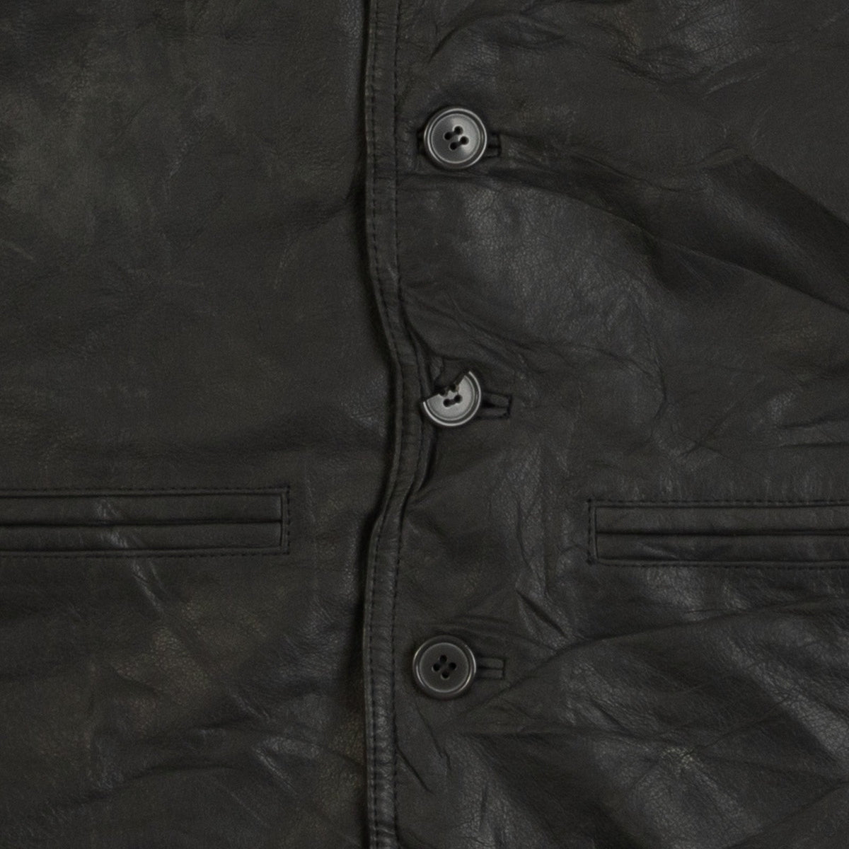 MEN'S VINTAGE 1990S LEATHER GILET VEST JACKET - X-LARGE