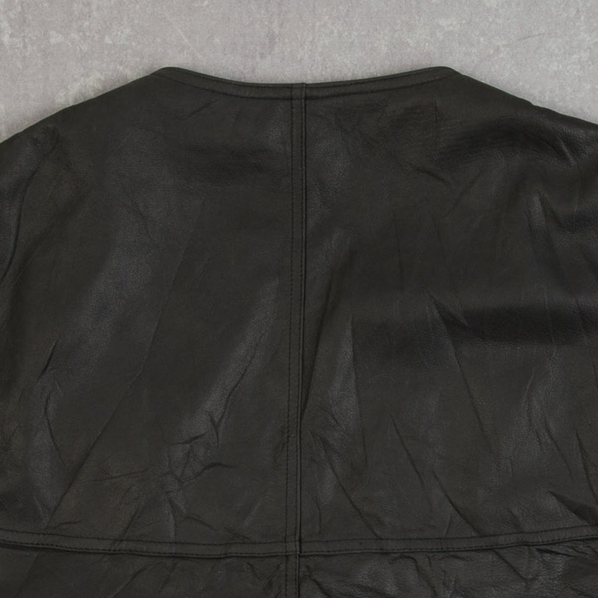 MEN'S VINTAGE 1990S LEATHER GILET VEST JACKET - X-LARGE