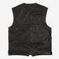 MEN'S VINTAGE 1990S LEATHER GILET VEST JACKET - X-LARGE