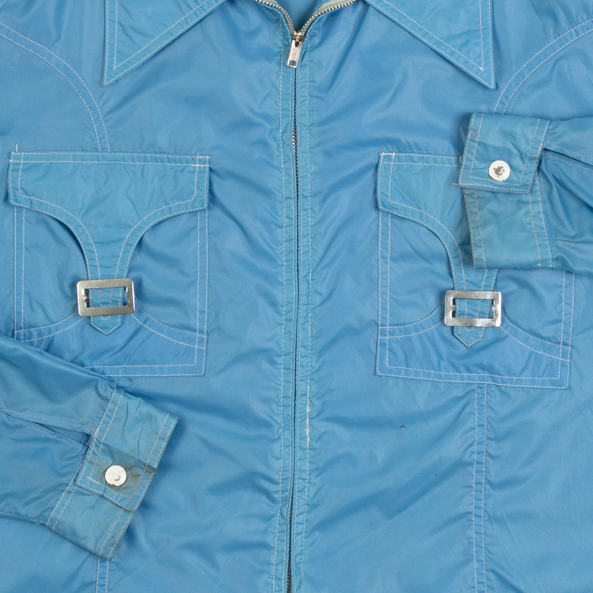 MEN'S VINTAGE 1980S WESTERN BUCKLED LIGHTWEIGHT JACKET - MEDIUM