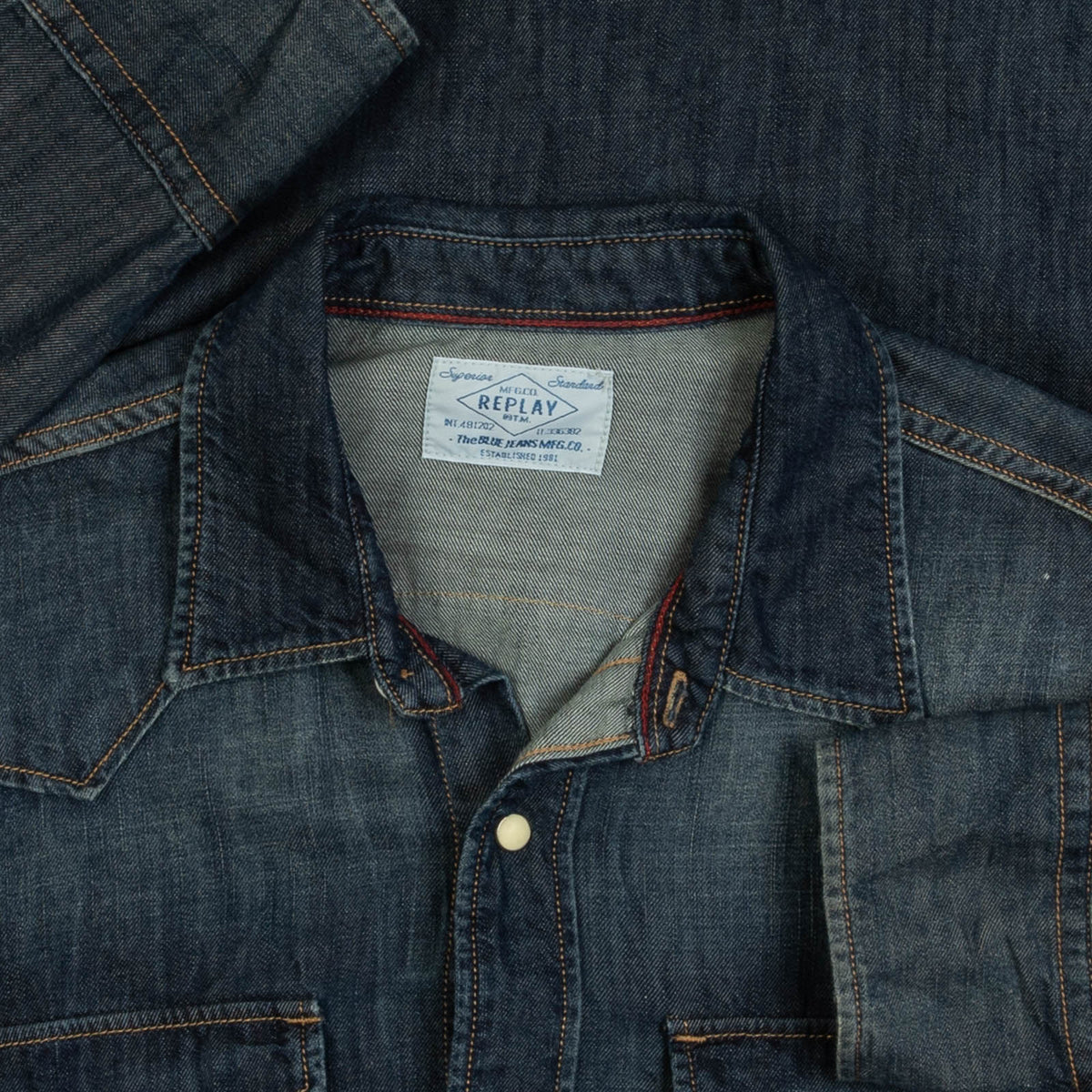MEN'S VINTAGE 1990S DENIM WESTERN SHIRT - LARGE