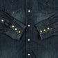 MEN'S VINTAGE 1990S DENIM WESTERN SHIRT - LARGE