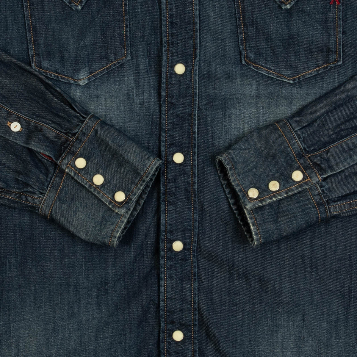 MEN'S VINTAGE 1990S DENIM WESTERN SHIRT - LARGE