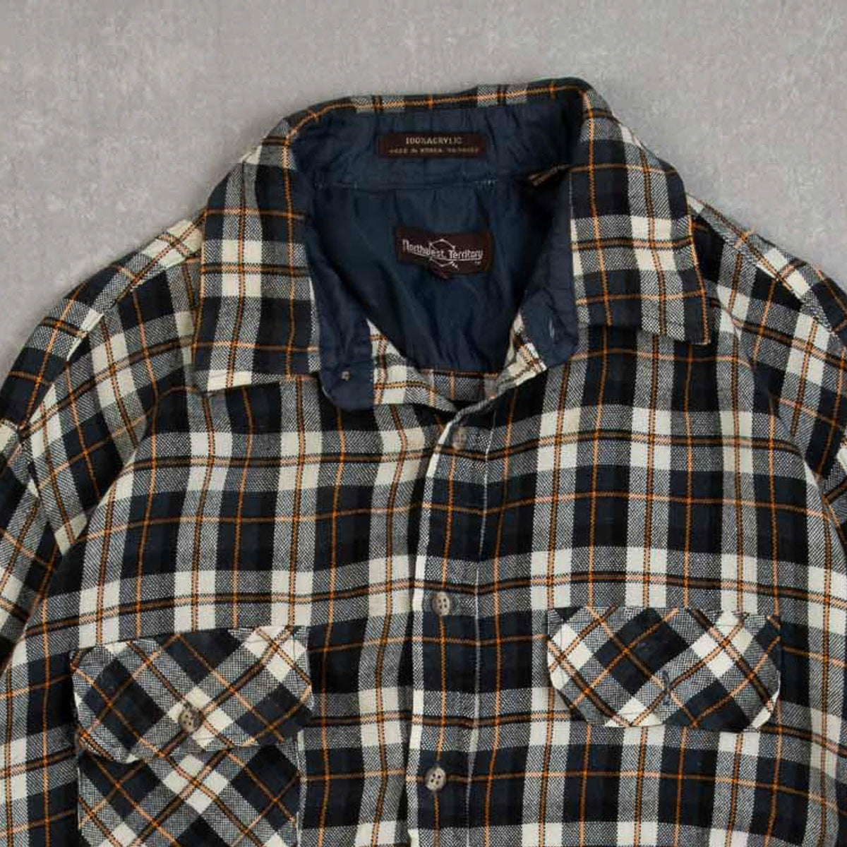 MEN'S VINTAGE 1980S WOOL STYLE CHECKED SHIRT - LARGE