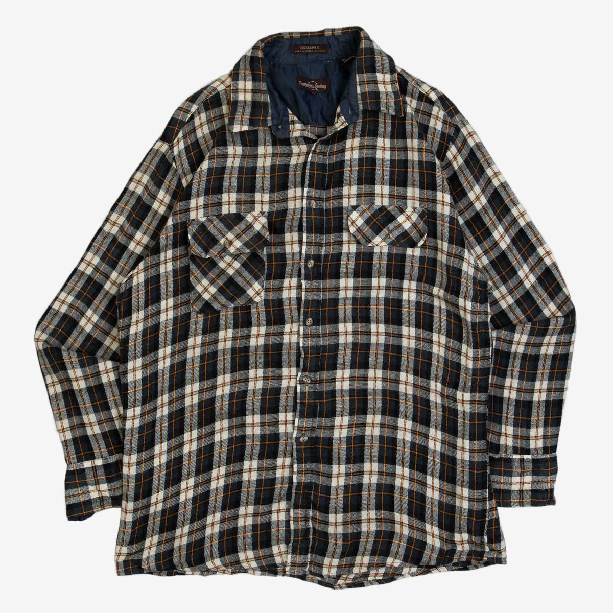 MEN'S VINTAGE 1980S WOOL STYLE CHECKED SHIRT - LARGE