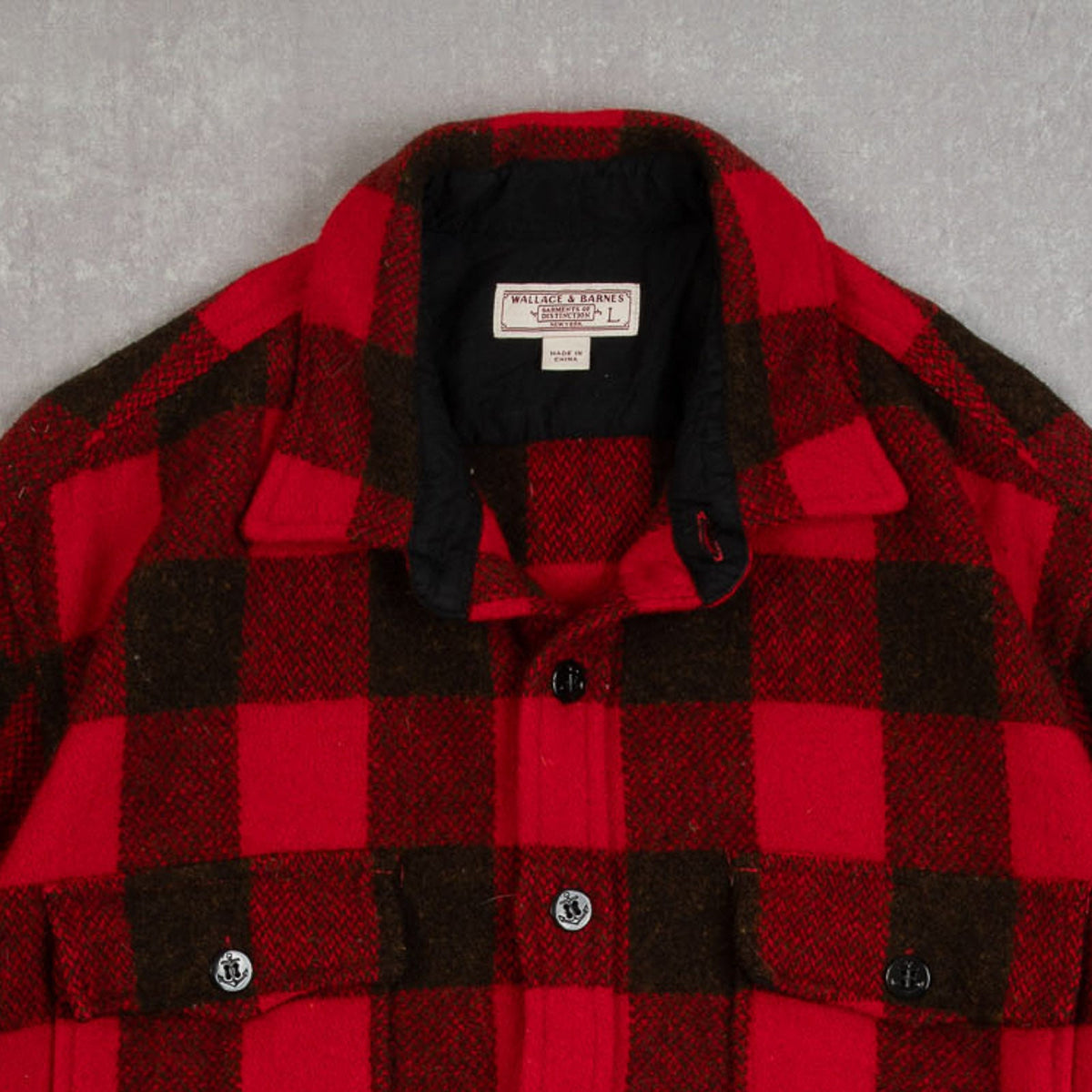 MEN'S VINTAGE 1990S WOOL CHECKED CPO SHIRT - LARGE