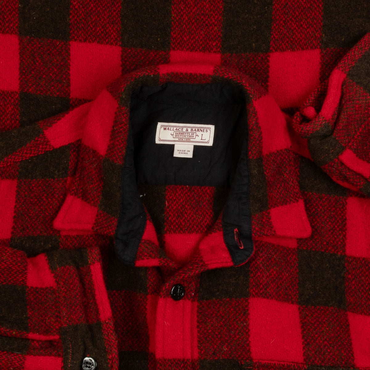 MEN'S VINTAGE 1990S WOOL CHECKED CPO SHIRT - LARGE