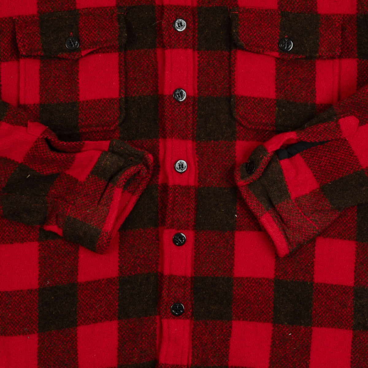 MEN'S VINTAGE 1990S WOOL CHECKED CPO SHIRT - LARGE
