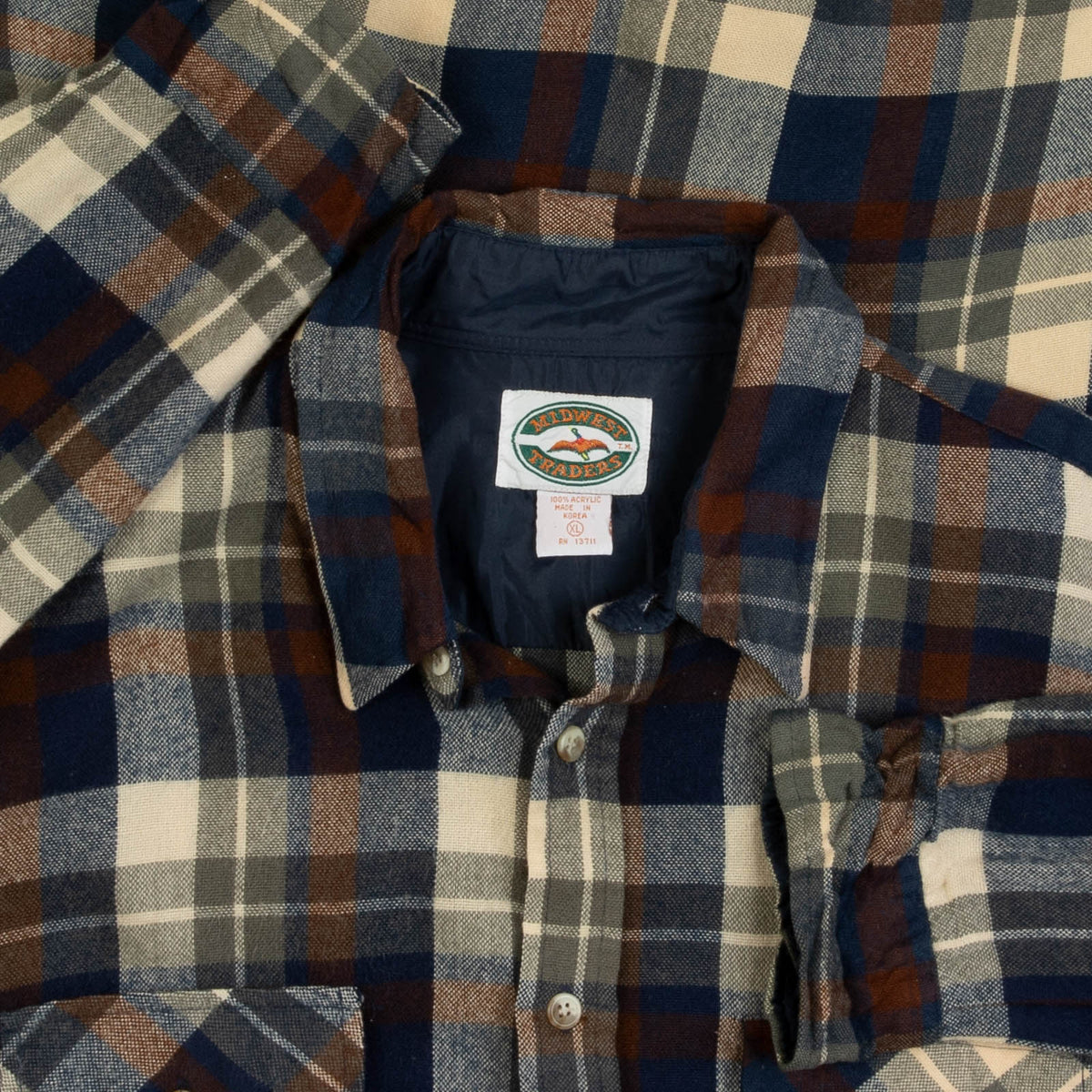 MEN'S VINTAGE 1990S WOOL STYLE CHECKED SHIRT - X-LARGE