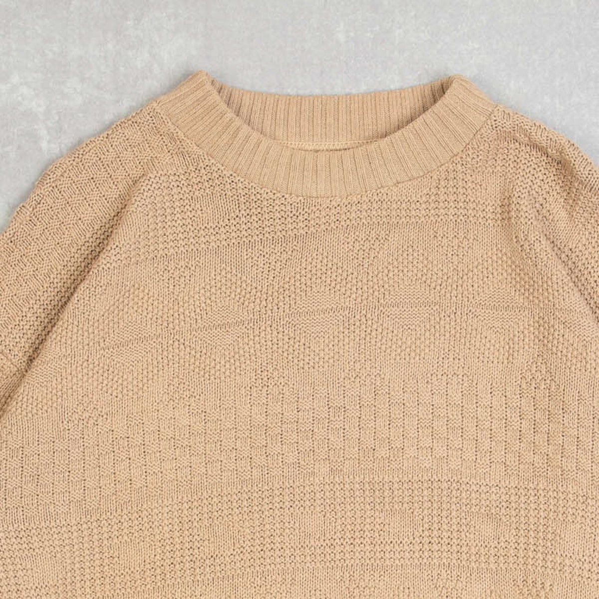 MEN'S VINTAGE 1980S STRUCTURED KNITTED JUMPER - SMALL