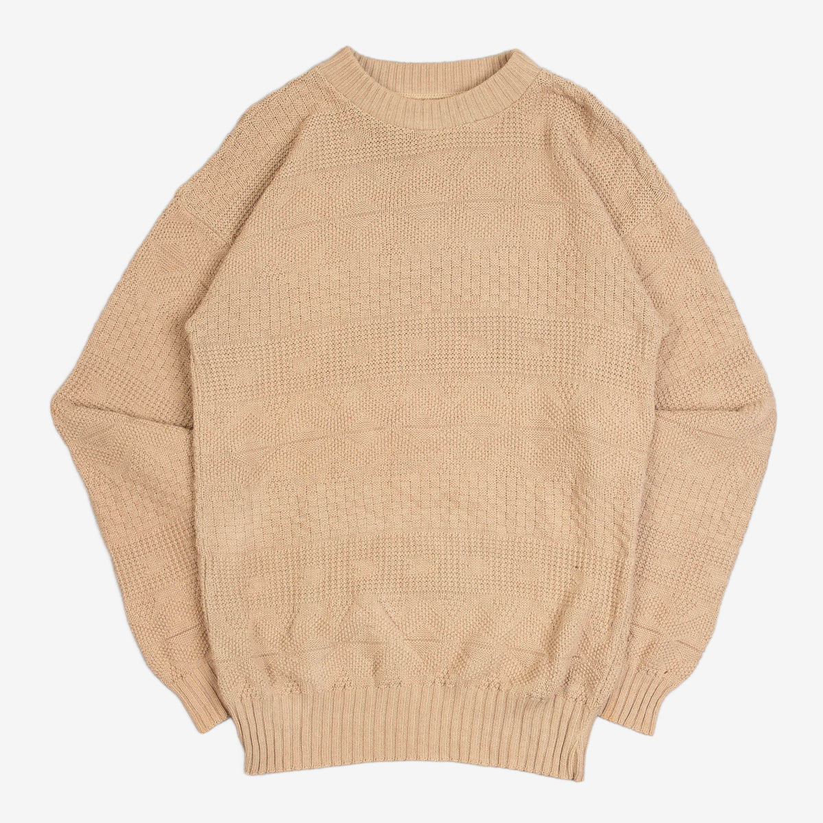 MEN'S VINTAGE 1980S STRUCTURED KNITTED JUMPER - SMALL