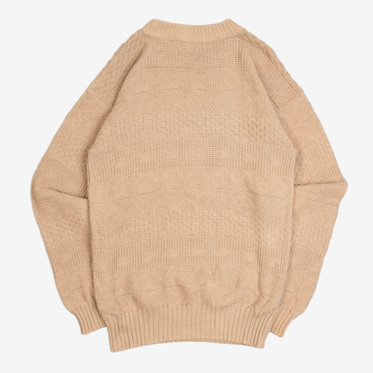 MEN'S VINTAGE 1980S STRUCTURED KNITTED JUMPER - SMALL