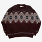 MEN'S VINTAGE 1990S PATTERNED RIBBED KNITTED JUMPER - X-LARGE