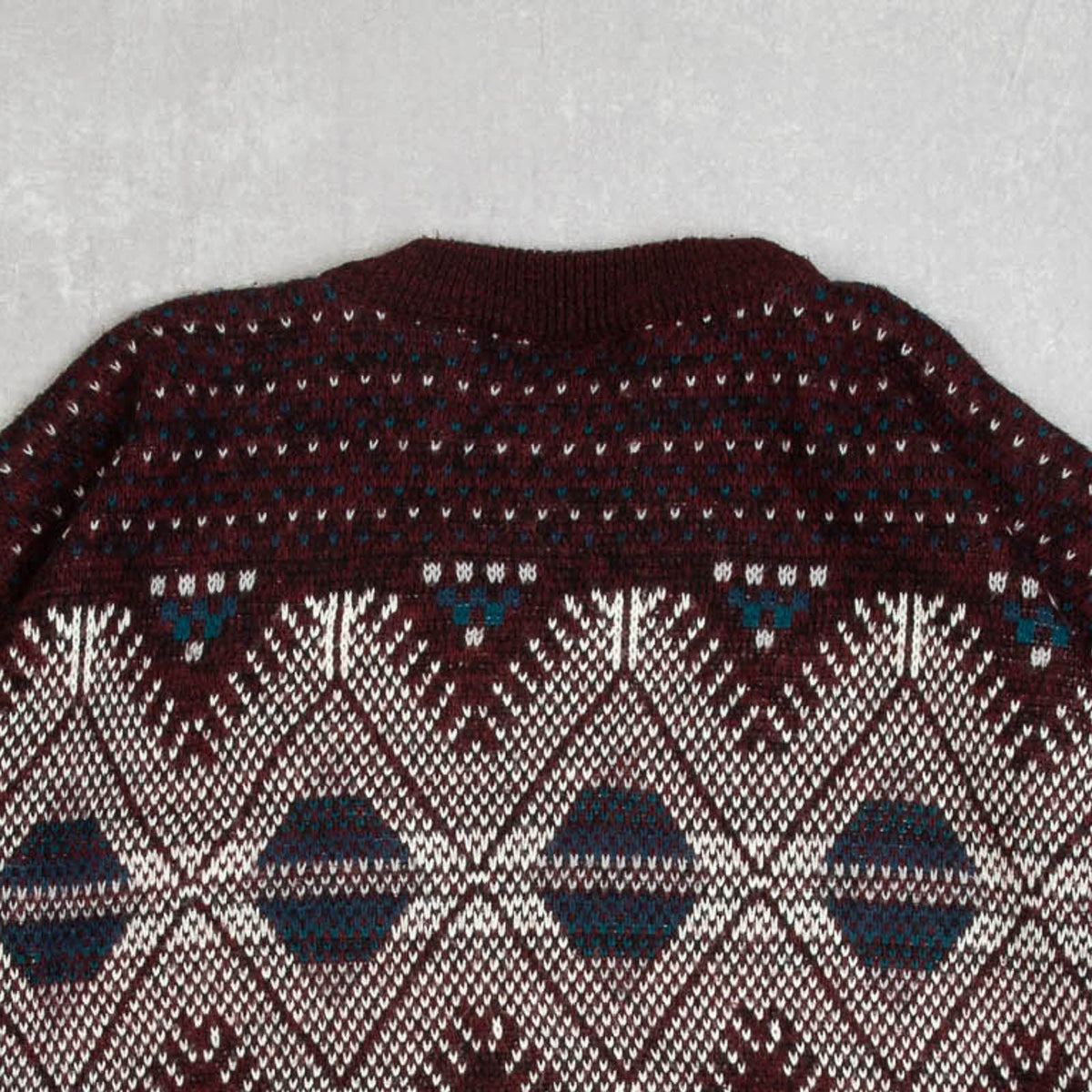MEN'S VINTAGE 1990S PATTERNED RIBBED KNITTED JUMPER - X-LARGE