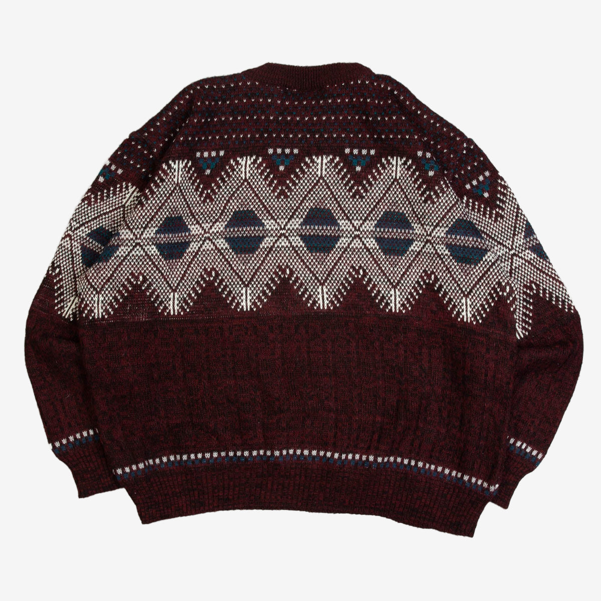 MEN'S VINTAGE 1990S PATTERNED RIBBED KNITTED JUMPER - X-LARGE