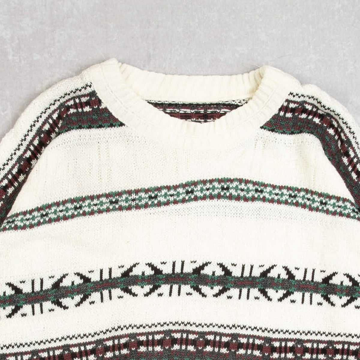 MEN'S VINTAGE 1990S STRUCTURED PATTERNED KNITTED JUMPER - LARGE