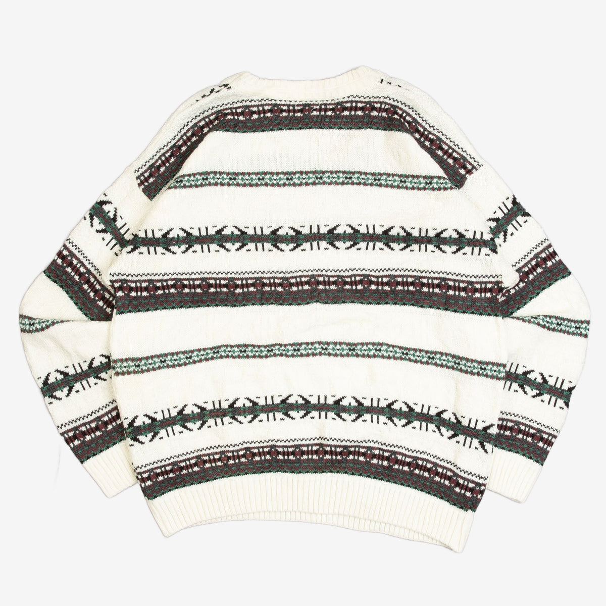 MEN'S VINTAGE 1990S STRUCTURED PATTERNED KNITTED JUMPER - LARGE