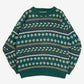 MEN'S VINTAGE 1990S PATTERNED KNITTED JUMPER - LARGE