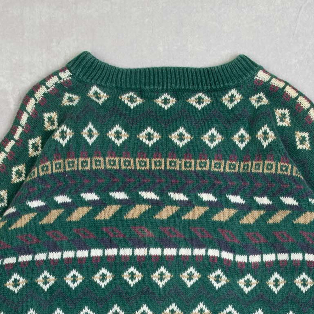 MEN'S VINTAGE 1990S PATTERNED KNITTED JUMPER - LARGE