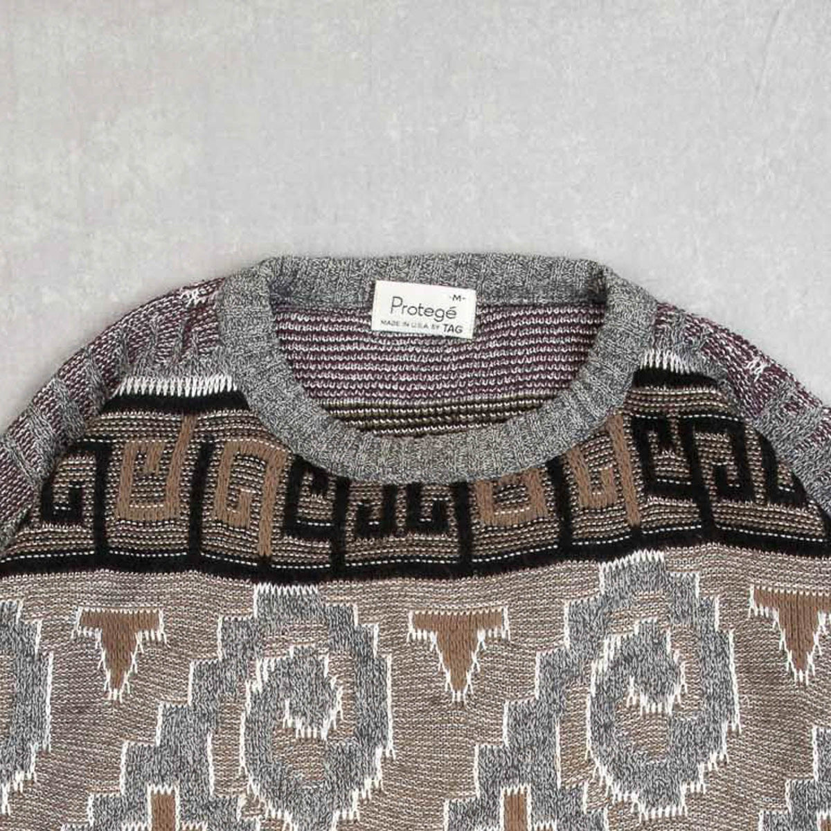 MEN'S VINTAGE 1990S STRUCTURED PATTERNED KNITTED JUMPER - MEDIUM