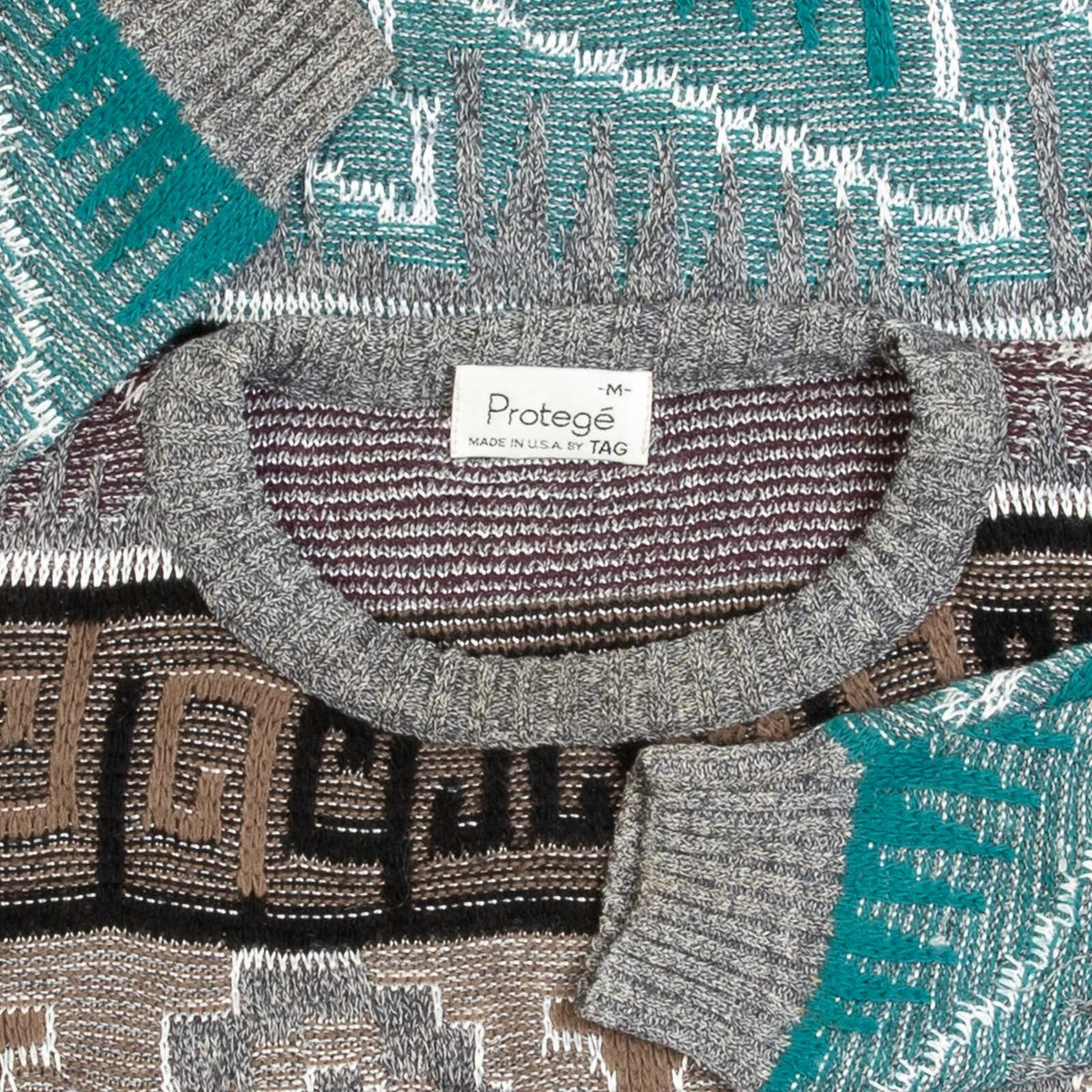 MEN'S VINTAGE 1990S STRUCTURED PATTERNED KNITTED JUMPER - MEDIUM