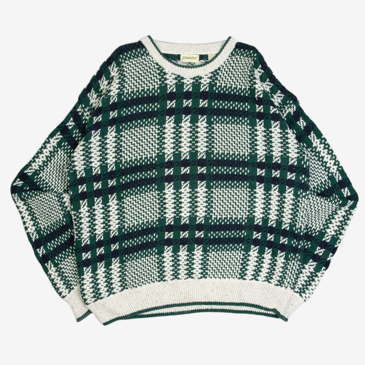 MEN'S VINTAGE 1990S CHECKED PATTERNED JUMPER - X-LARGE TALL