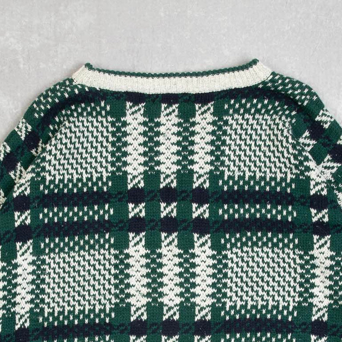 MEN'S VINTAGE 1990S CHECKED PATTERNED JUMPER - X-LARGE TALL