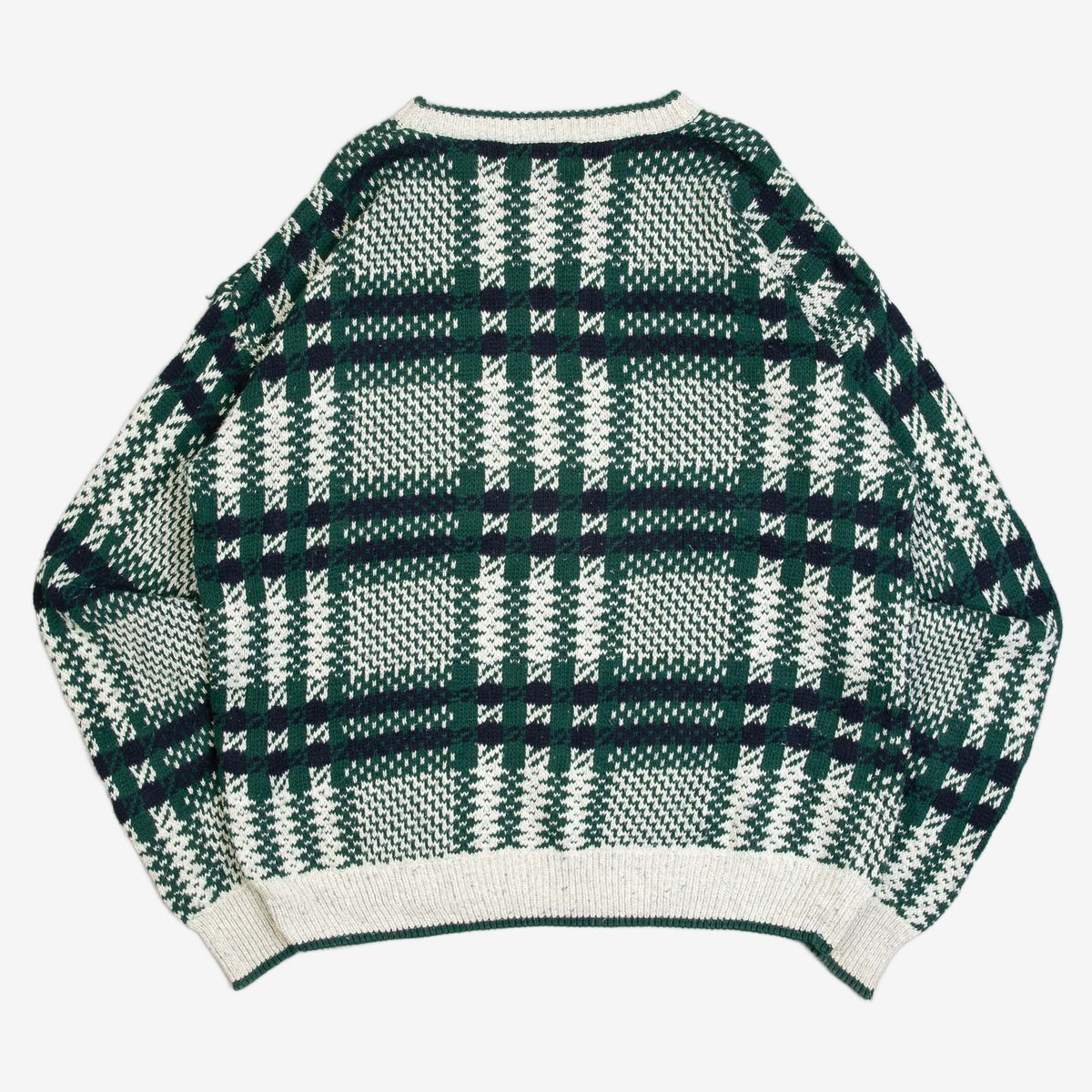 MEN'S VINTAGE 1990S CHECKED PATTERNED JUMPER - X-LARGE TALL