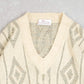 MEN'S VINTAGE 1980S STRUCTURED PATTERNED KNITTED JUMPER - MEDIUM
