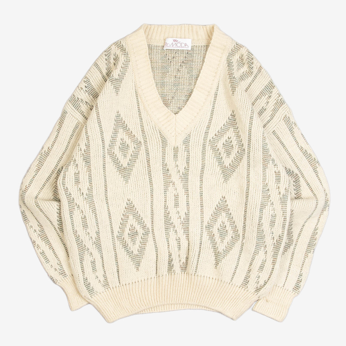 MEN'S VINTAGE 1980S STRUCTURED PATTERNED KNITTED JUMPER - MEDIUM