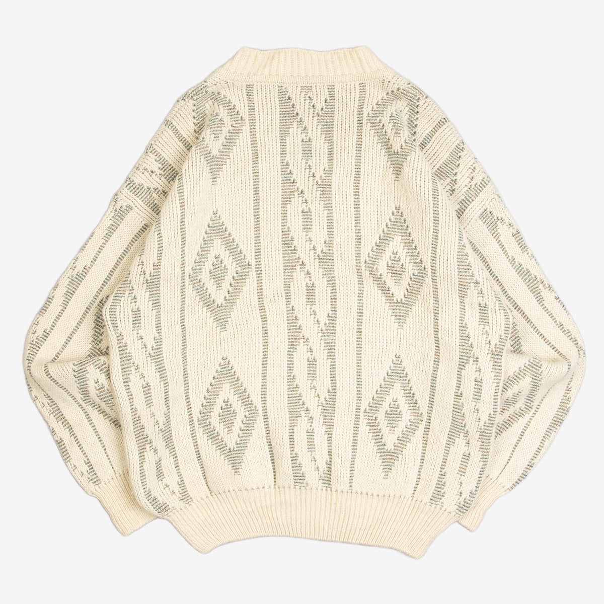 MEN'S VINTAGE 1980S STRUCTURED PATTERNED KNITTED JUMPER - MEDIUM