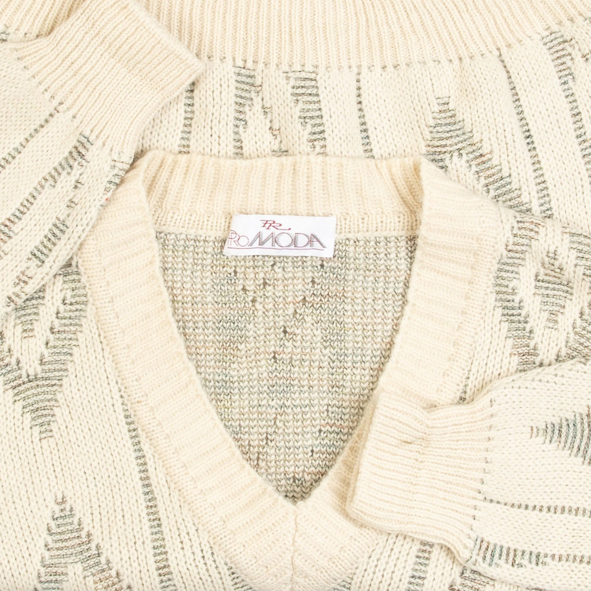 MEN'S VINTAGE 1980S STRUCTURED PATTERNED KNITTED JUMPER - MEDIUM