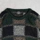 MEN'S VINTAGE 1990S CHECKERBOARD PATTERNED KNITTED JUMPER - MEDIUM