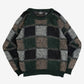 MEN'S VINTAGE 1990S CHECKERBOARD PATTERNED KNITTED JUMPER - MEDIUM