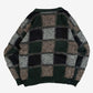 MEN'S VINTAGE 1990S CHECKERBOARD PATTERNED KNITTED JUMPER - MEDIUM
