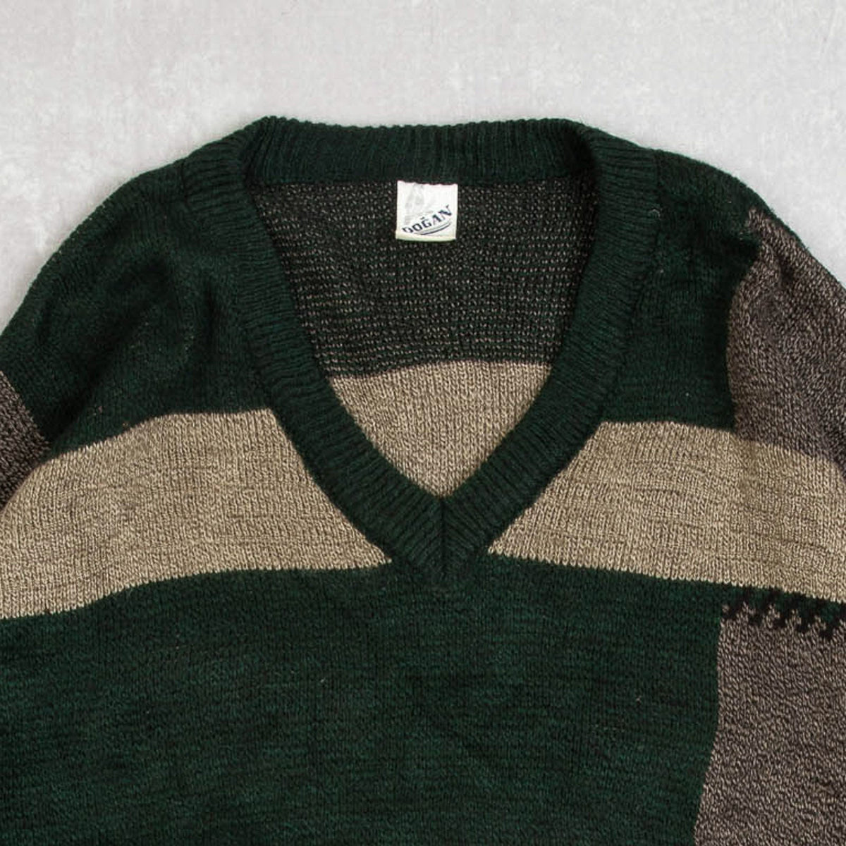MEN'S VINTAGE 1980S PATTERNED KNITTED JUMPER - LARGE