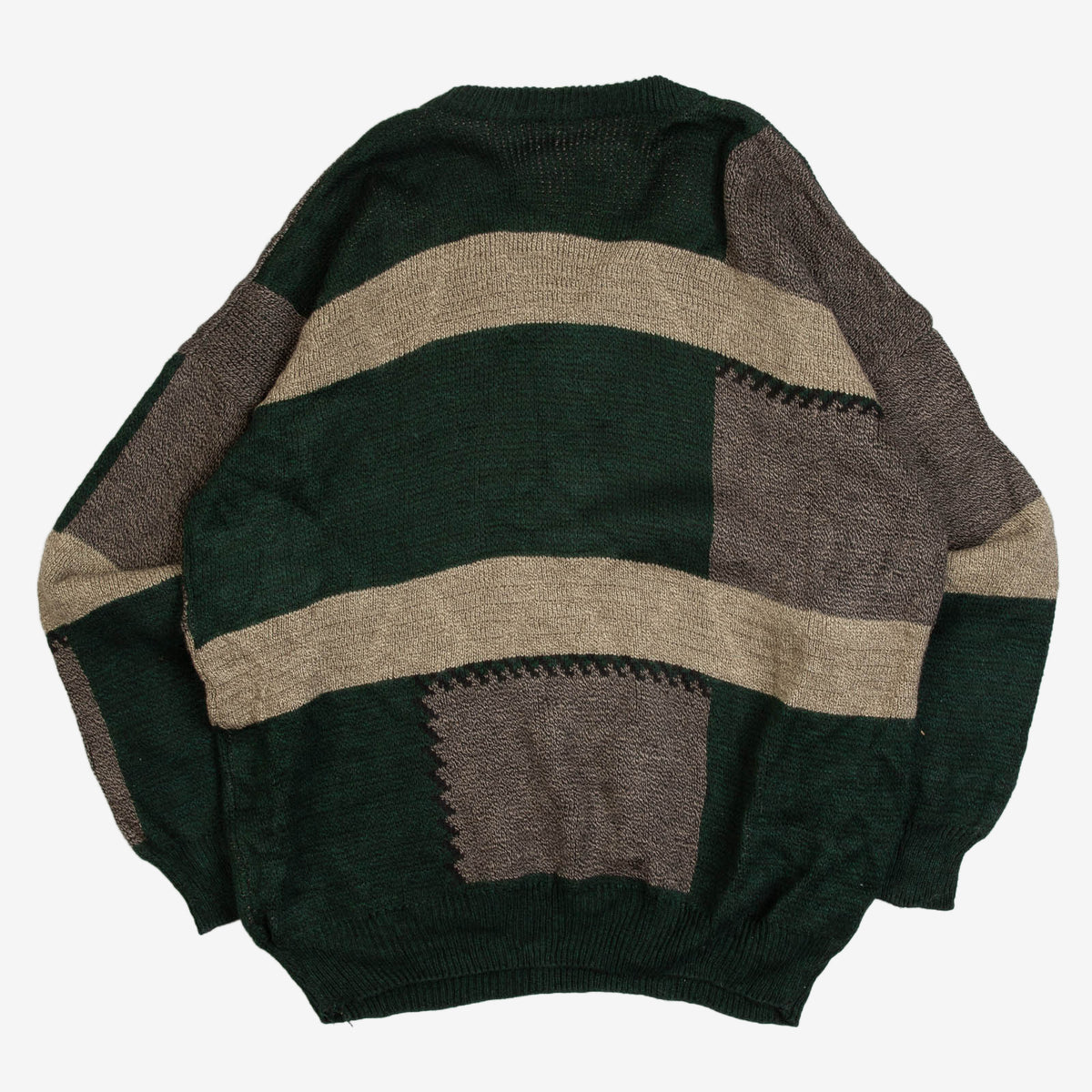 MEN'S VINTAGE 1980S PATTERNED KNITTED JUMPER - LARGE