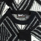 MEN'S VINTAGE 1980S LEATHER PATCH PATTERNED KNITTED JUMPER - MEDIUM