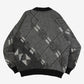 WOMEN'S VINTAGE 1980S DIAMOND LEATHER PATCH KNITTED JUMPER - X-LARGE