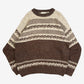 MEN'S VINTAGE 1980S PATTERNED KNITTED JUMPER - LARGE