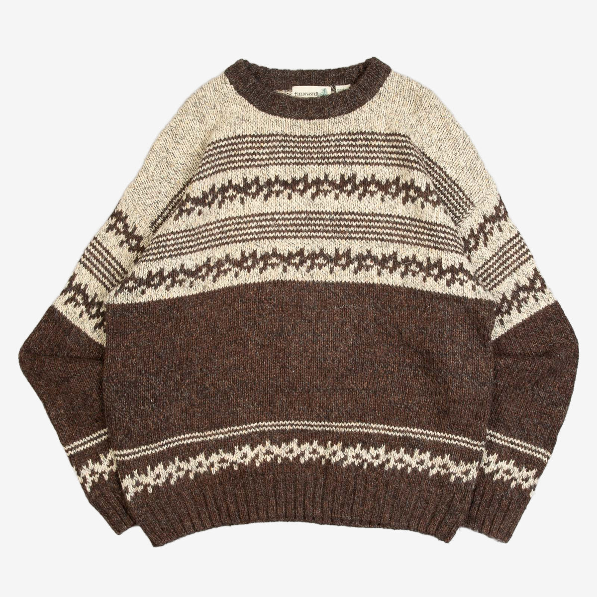 MEN'S VINTAGE 1980S PATTERNED KNITTED JUMPER - LARGE