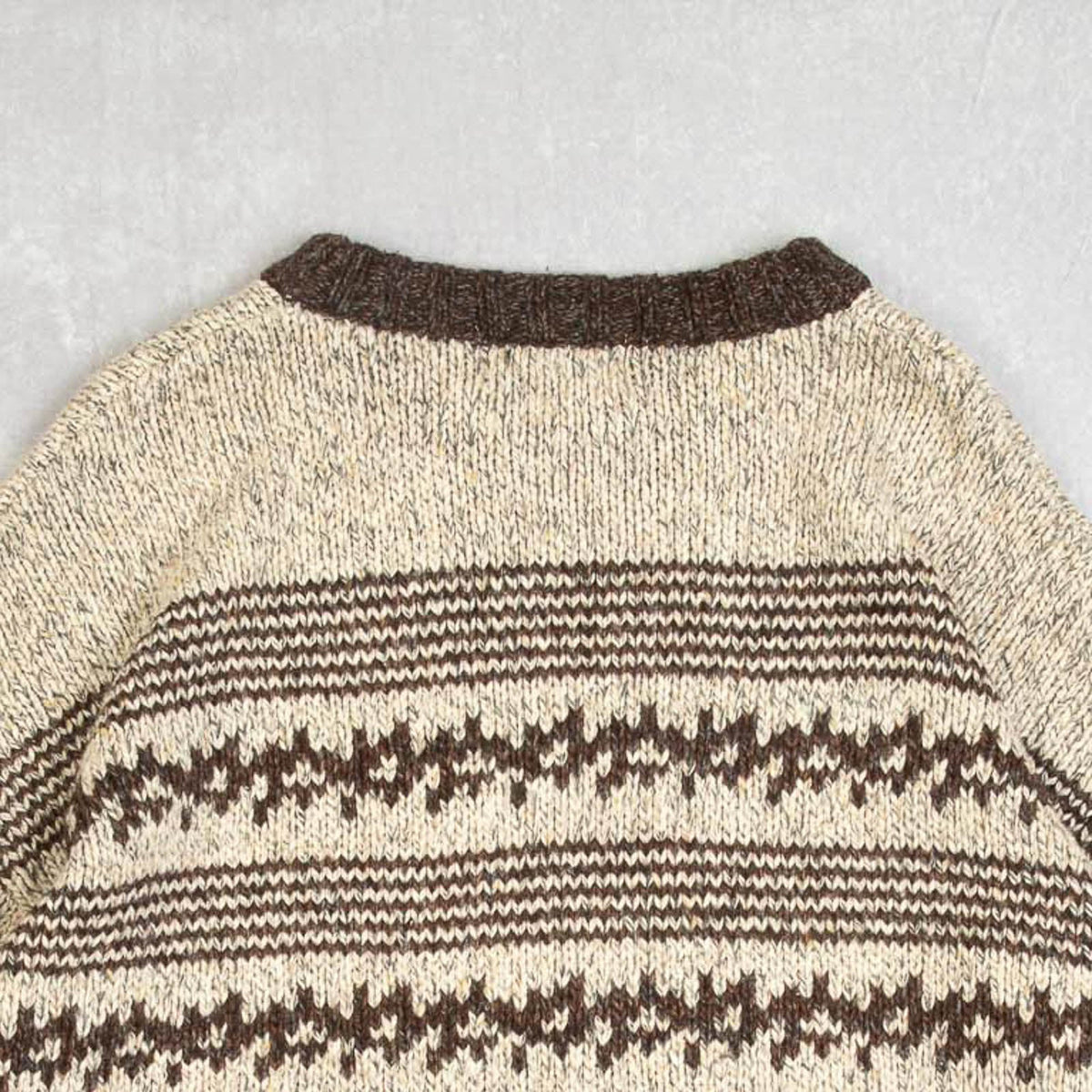 MEN'S VINTAGE 1980S PATTERNED KNITTED JUMPER - LARGE